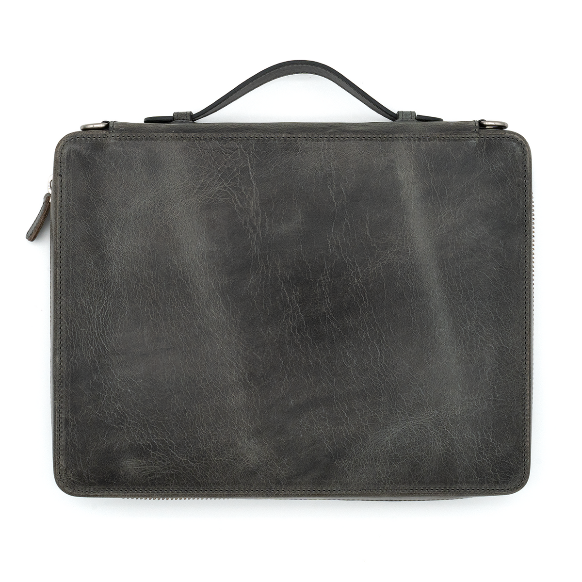 Galen Leather Co. Leather Compendium Bag - A4 Zippered Folio Organizer - Crazy Horse Smoky