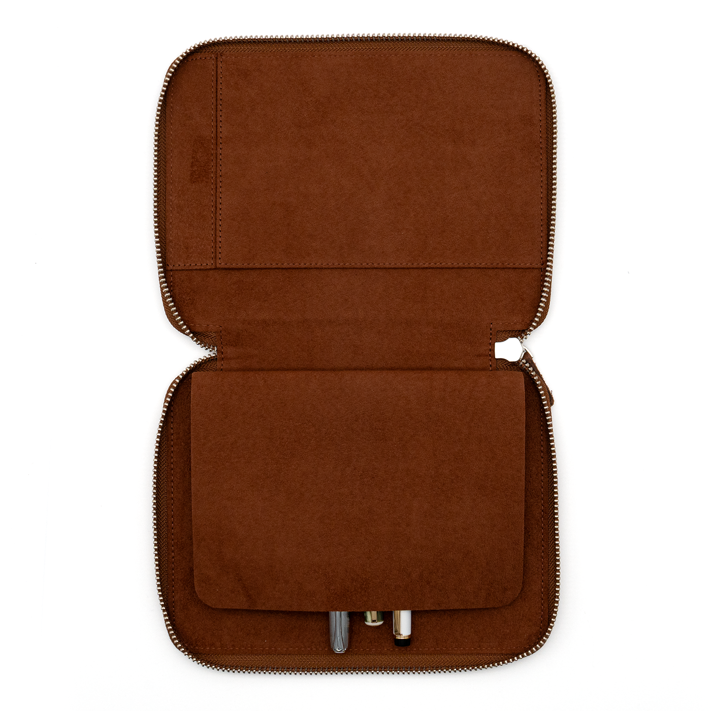 Galen Leather Co. Zippered 10 Slot Pen Case with A5 Notebook Holder  Havana Brown