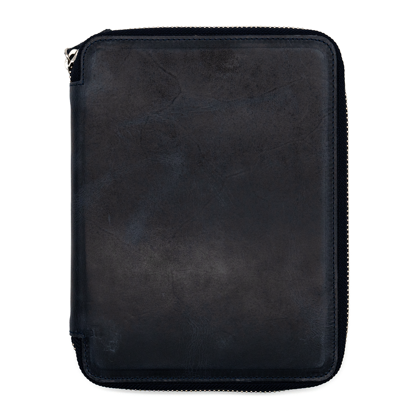 Galen Leather Co. Zippered 10 Slot Pen Case with A5 Notebook Holder - Crazy Horse Navy Blue