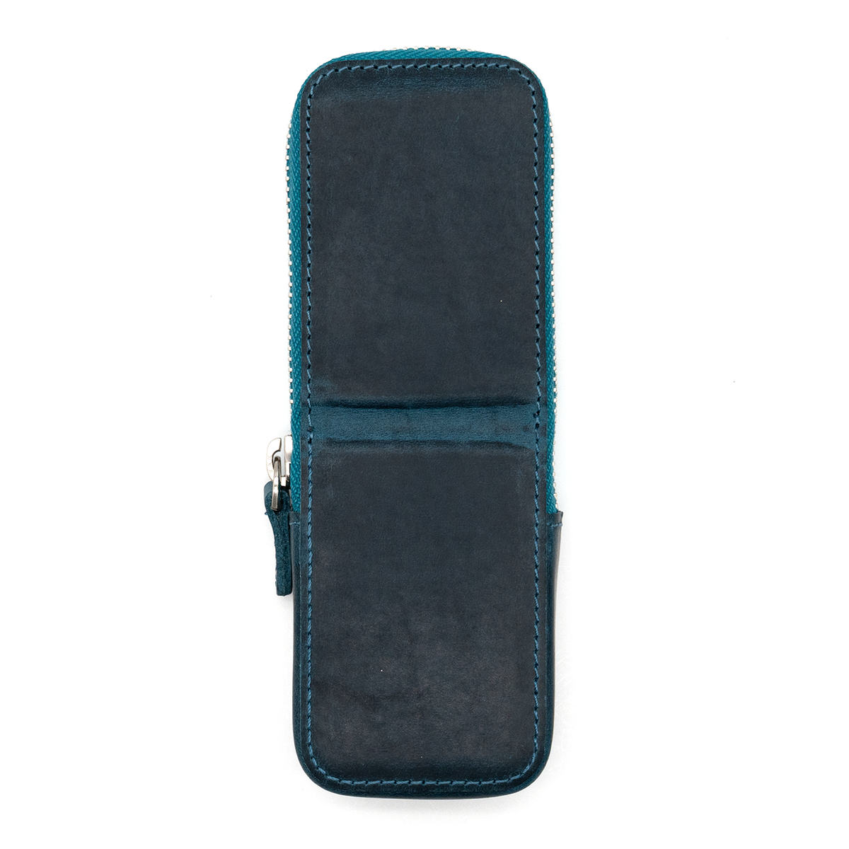 Galen Leather Co. Zipper Magnum Opus 2 Slot Hard Pen Case - Crazy Horse Ocean