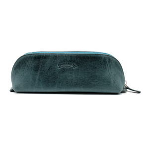 Galen Leather Co. Leather Zippered XL Pencil Cases - Crazy Horse Ocean Blue