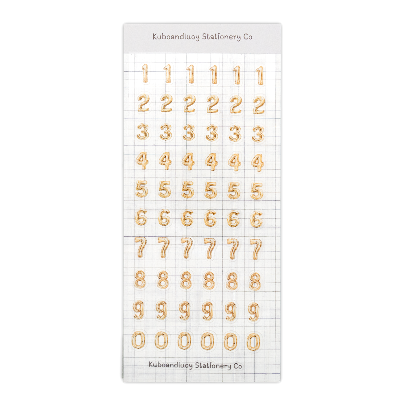 Kuboandlucy Stationery Co. Sticker Sheet - Gold Balloon Numbers