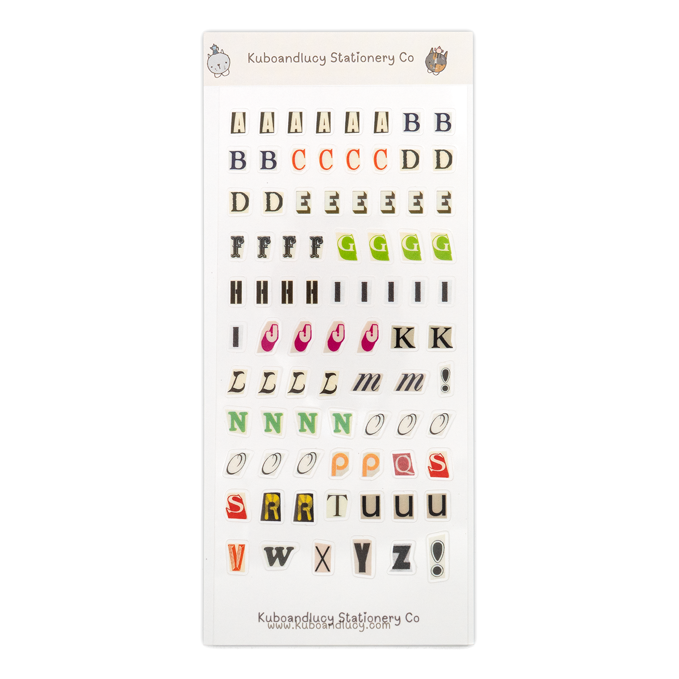Kuboandlucy Stationery Co. Sticker Sheet - Magazine Letter