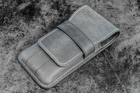 Galen Leather Co. Flap Pen Case for 3 Pens - Crazy Horse Smoky