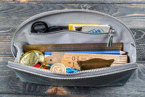 Galen Leather Co. Leather Lunar Makeup / Toiletry bag - Crazy Horse Smoky