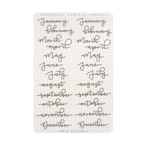 Leelajournals Journaling Sticker Sheet - Whimsical Monthly Headers