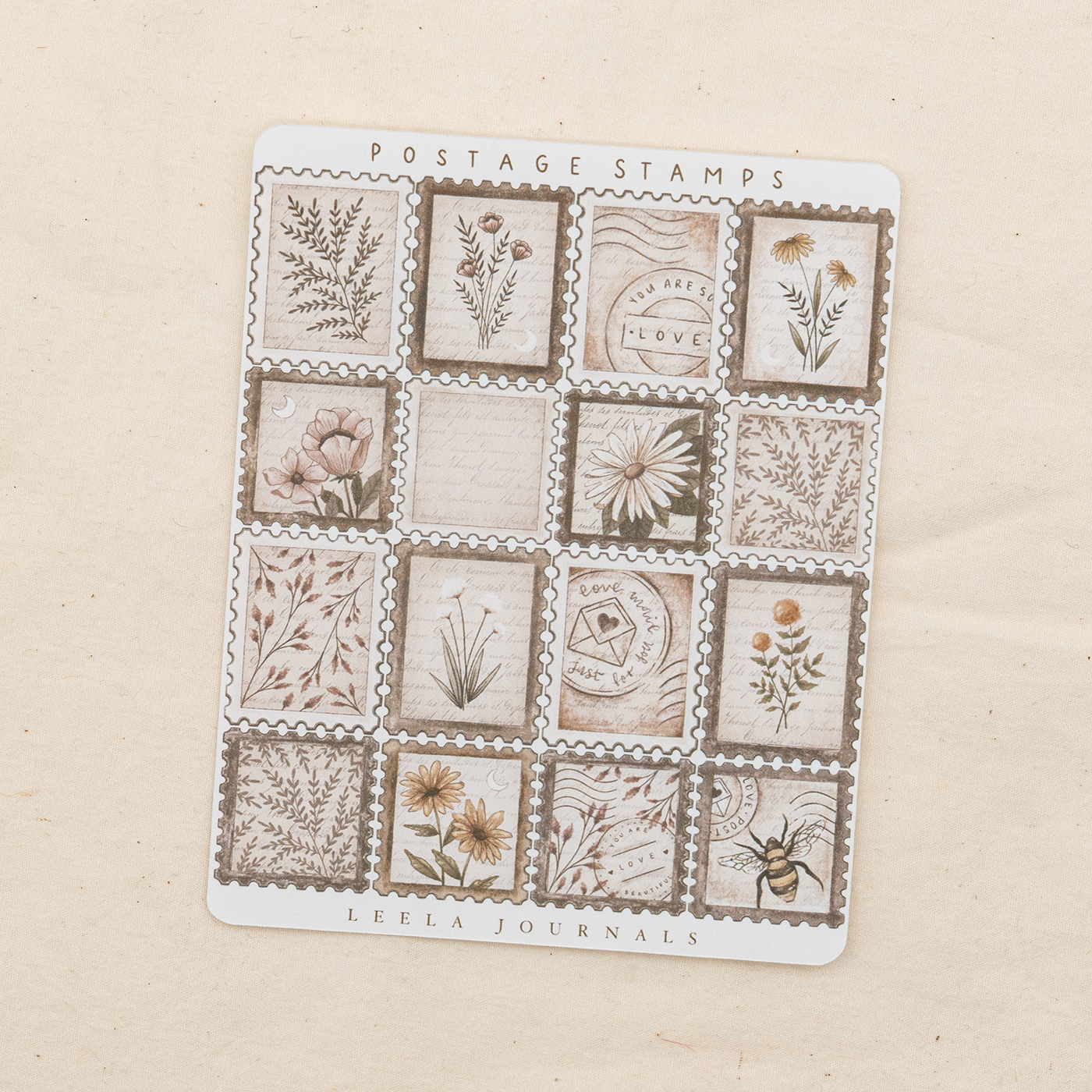 Leelajournals Sticker - White Matte Vintage Postage Stamps