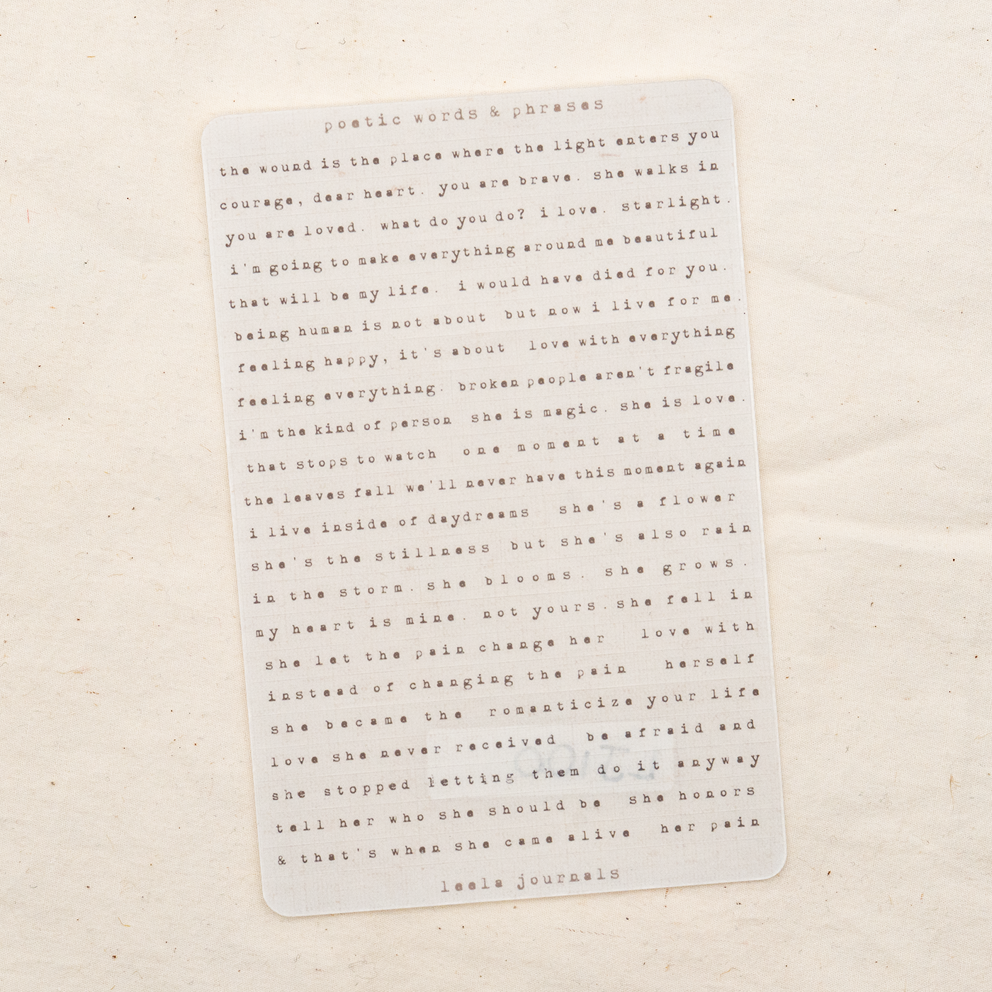 Leelajournals Sticker Sheet - Poetic Phrases