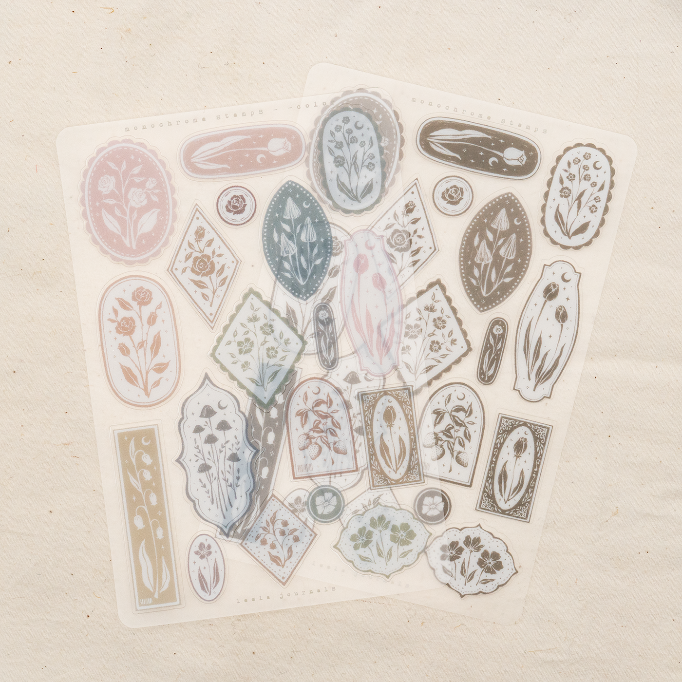 Leelajournals Sticker Sheet Set - Monochrome Stamps