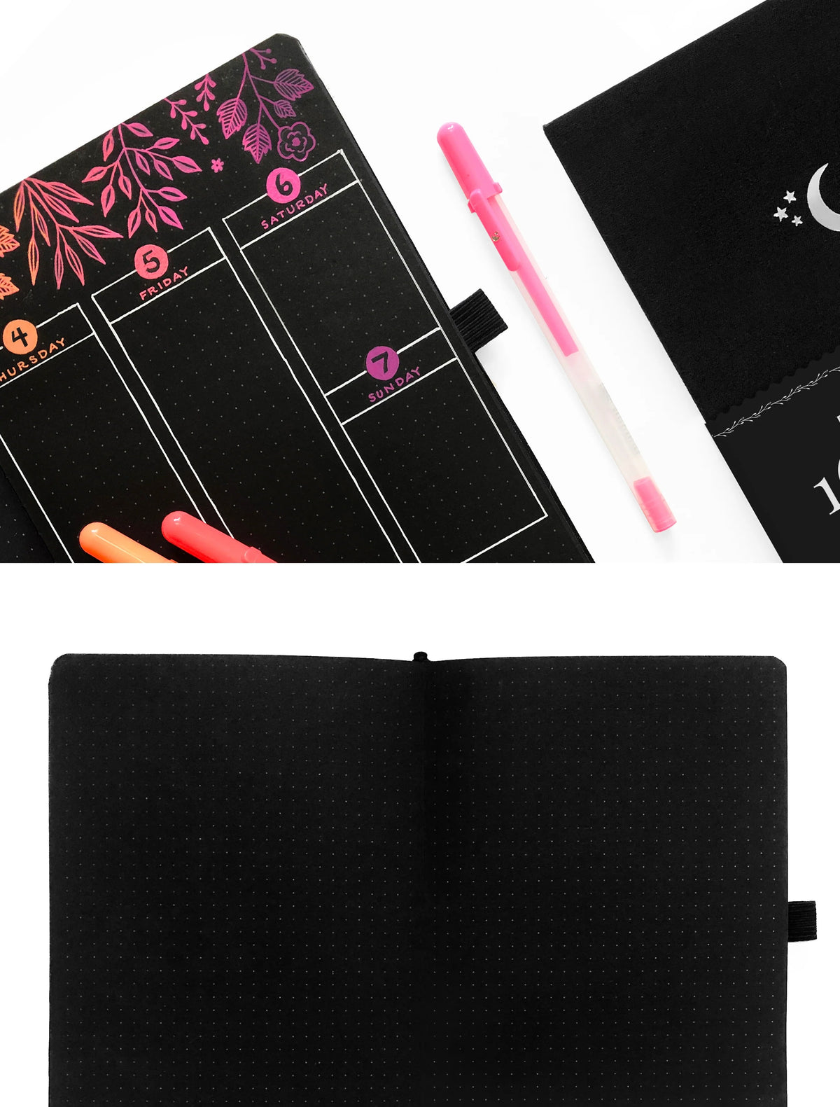 Archer & Olive - Black Dot Grid Notebook - Wolf in the Night A5