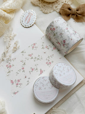 Leelajournals Washi Tape - Pink Roses on Ivory