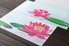 Midori Letter Pad 175 Silk Printing Water Lily Reflection