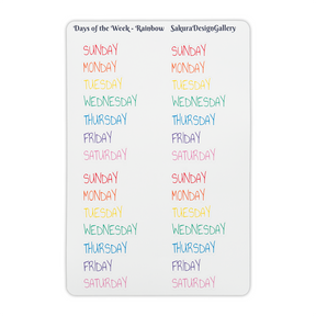 Sakura Design Gallery - Vinyl Stickers - Days of the Week - Rainbow