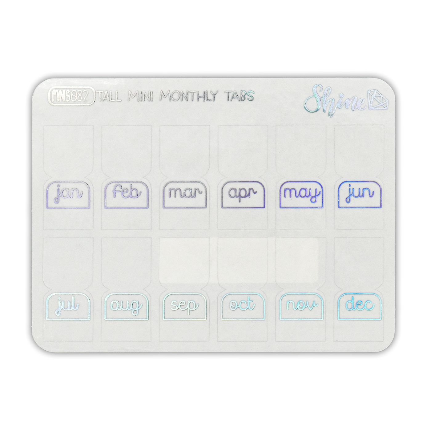 Shine Sticker Studio Mini Monthly Tabs - Clear Foil Tall
