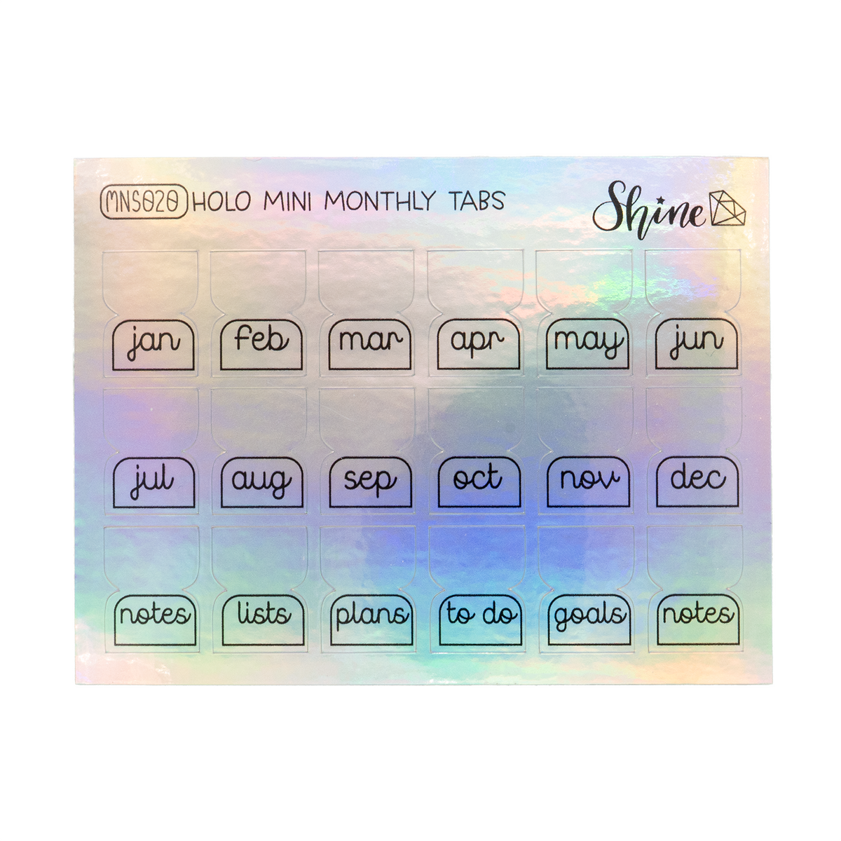 Shine Sticker Studio Mini Monthly Tabs - Holo Foil