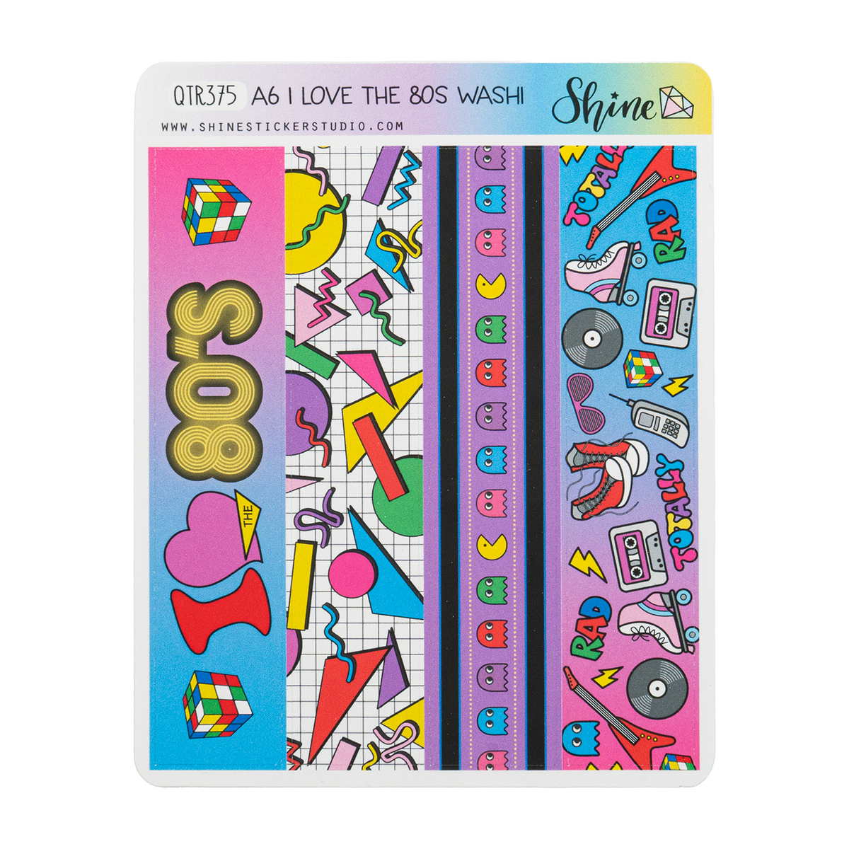Shine Sticker Studio Washi Strip Sticker - I Love the 80's