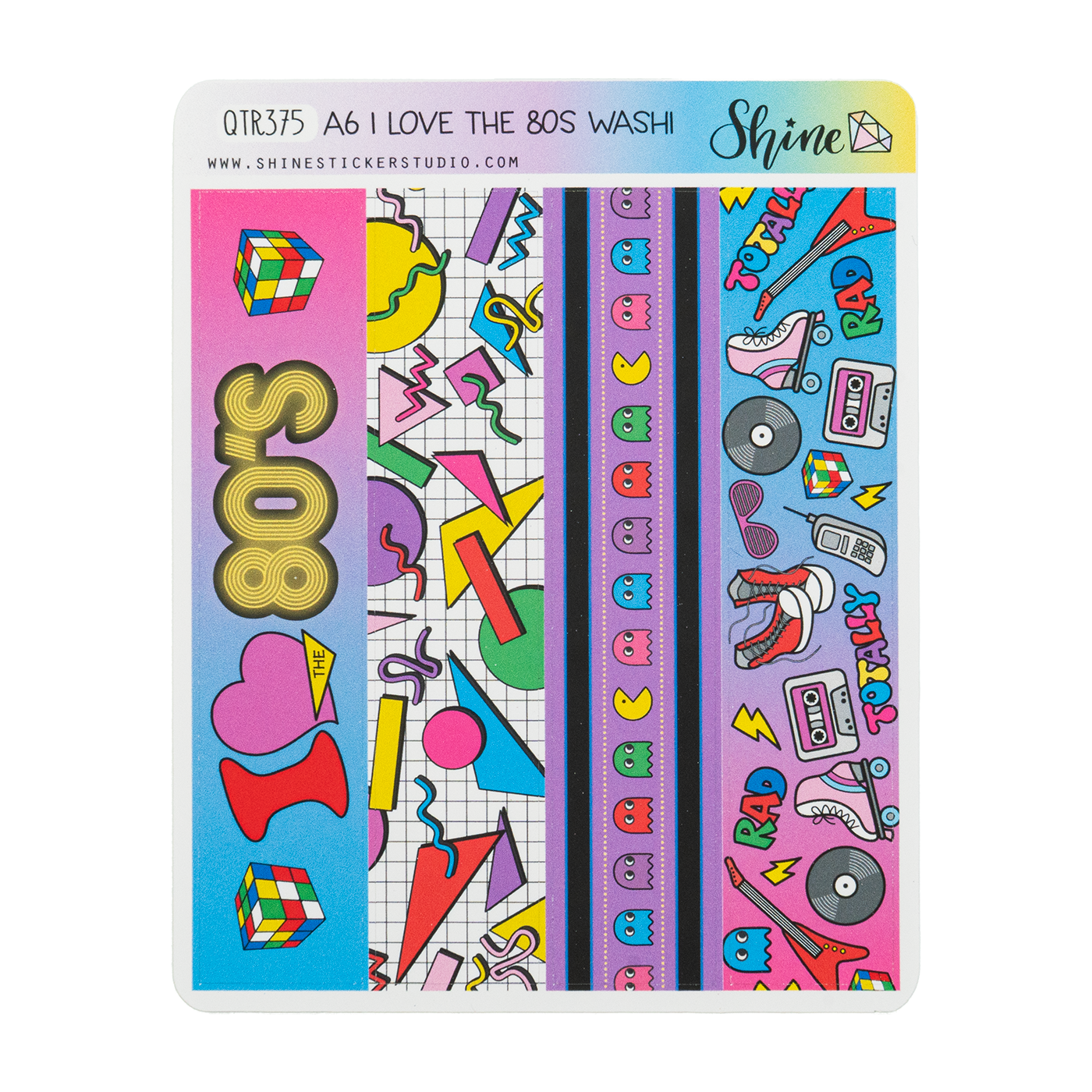 Shine Sticker Studio Washi Strip Sticker - I Love the 80's