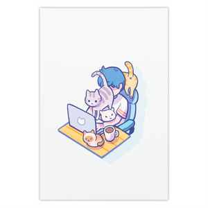 Thousand Skies - Postcard - Work from Home with Cats