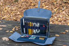 Galen Leather Co. Writer's Medic Bag - Crazy Horse Navy Blue
