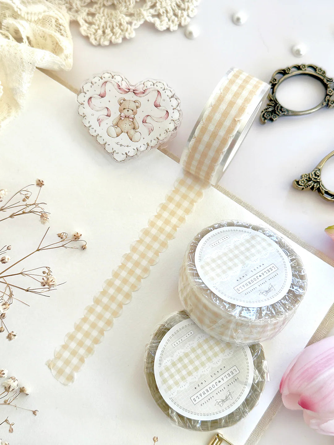 Leelajournals Washi Tape - Scalloped Plaid Die Cut