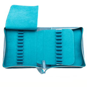 Galen Leather Co. Zippered 40 Slot Pen Case - Crazy Horse Ocean