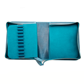 Galen Leather Co. Zippered 40 Slot Pen Case - Crazy Horse Ocean