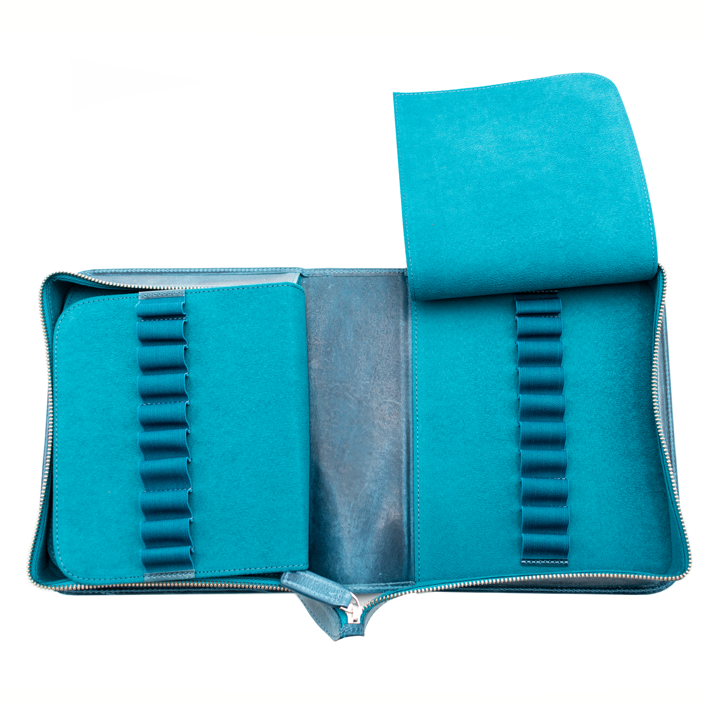 Galen Leather Co. Zippered 40 Slot Pen Case - Crazy Horse Ocean