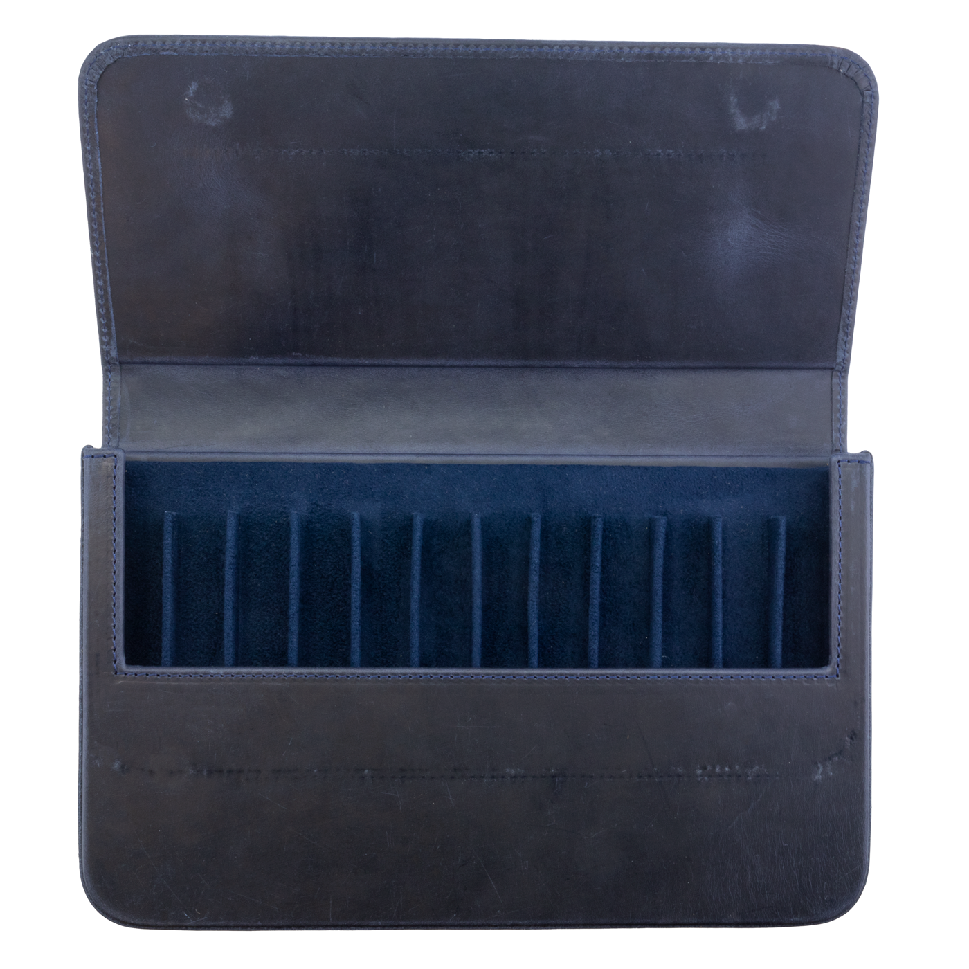 Galen Leather Co. Magnum Opus 12 Slot Magnetic Hard Pen Case - Navy Blue