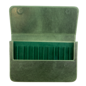Galen Leather Co. Magnum Opus 12 Slot Hard Pen Case -  Forest Green