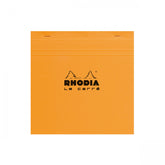 Classic Rhodia pads, with acid-free extra white paper, microperforated sheets, stiff back cover and reinforced staples.  Measures 5 3/4 x 5 3/4" 80 Sheets (160 Pages) Graph Paper Paper Weight: 80 GSM Orange Coated Cardboard Cove