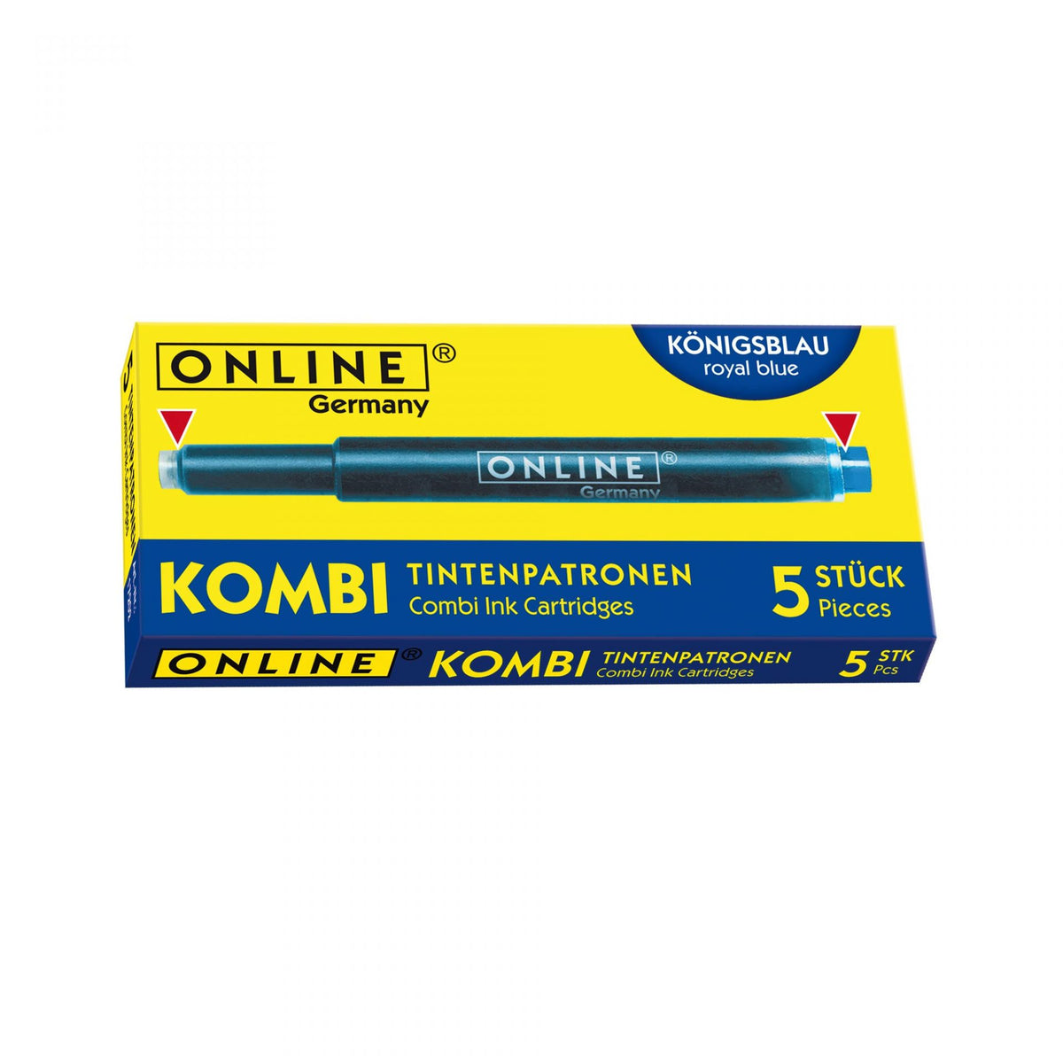 The Online Kombi Cartridge features high quality ink in a dual ended long cartridge that fits both standard international fountain pens and Lamy fountain pens.  Choose from 10 different colors.  *Does not work with Kaweco Sport or AL Sport pens*