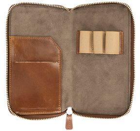 Galen Leather Co. Zippered 3 Slot Pen Case - Brown
