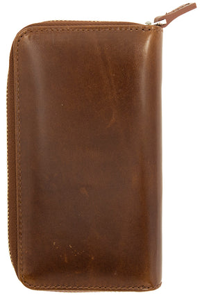 Galen Leather Co. Zippered 3 Slot Pen Case - Brown