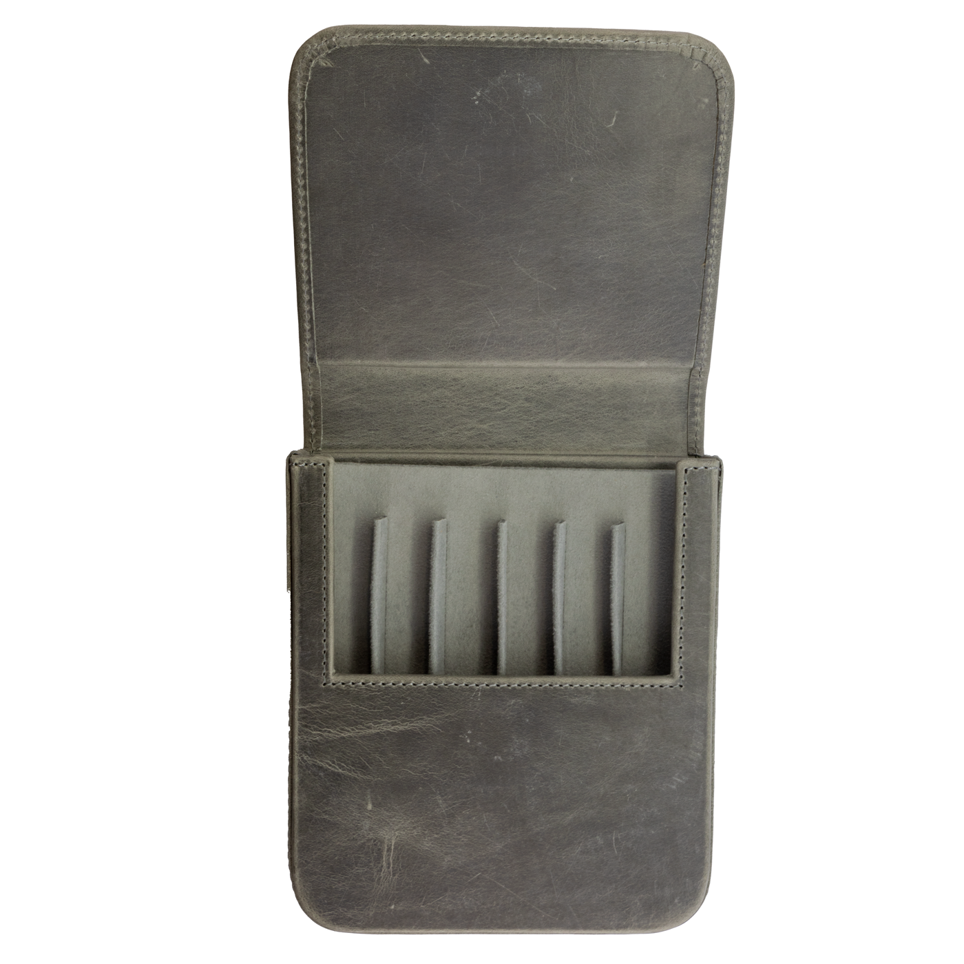 Galen Leather Co. Magnum Opus 6 Slot Magnetic Hard Pen Case - Crazy Horse Smoky