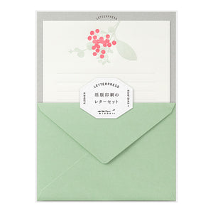 Midori Letter Set - Press Bouquet Red