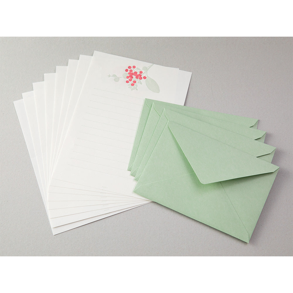 Midori Letter Set - Press Bouquet Red