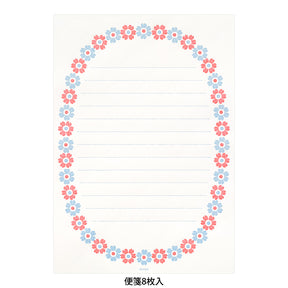 Midori Letter Set 478- Press Flower Frame Light Blue