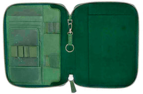Galen Leather Co. Zippered A5 Notebook Folio - Crazy Horse Forest Green