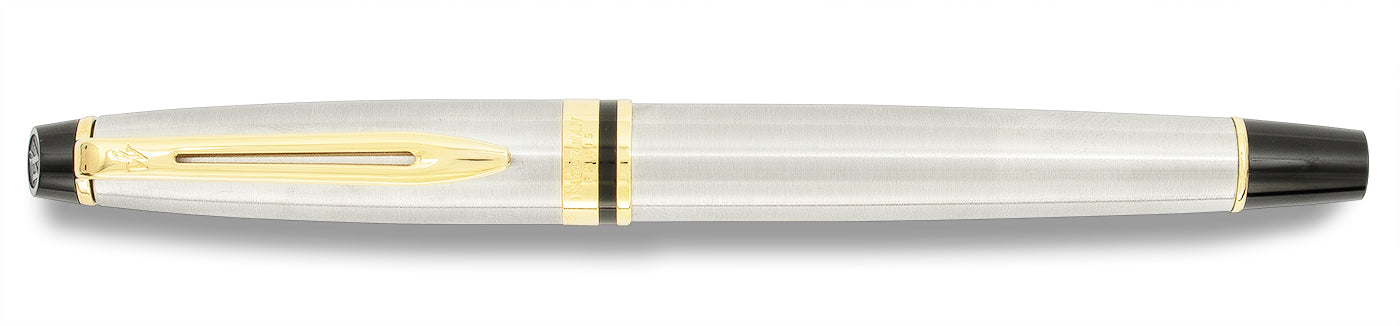 Waterman Expert Stainless Steel Gold Trim Fountain
