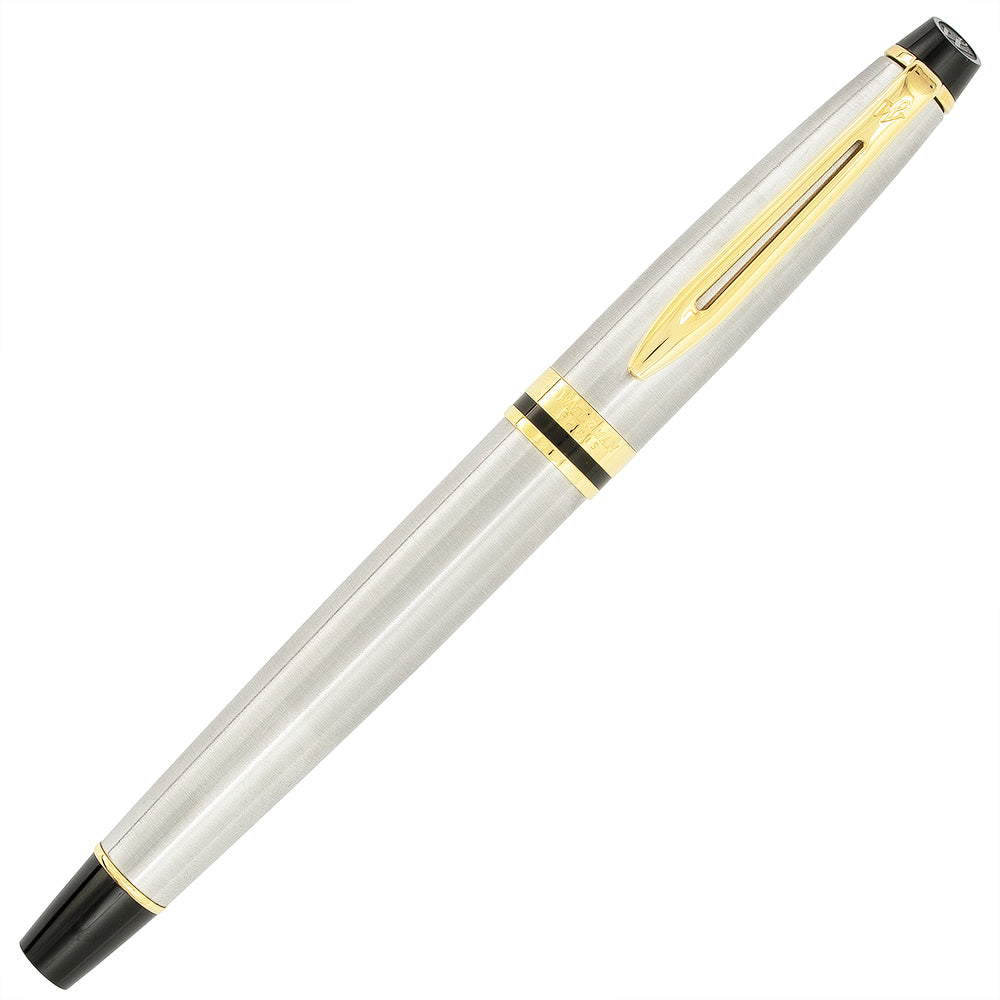 Waterman Expert Stainless Steel Gold Trim Fountain