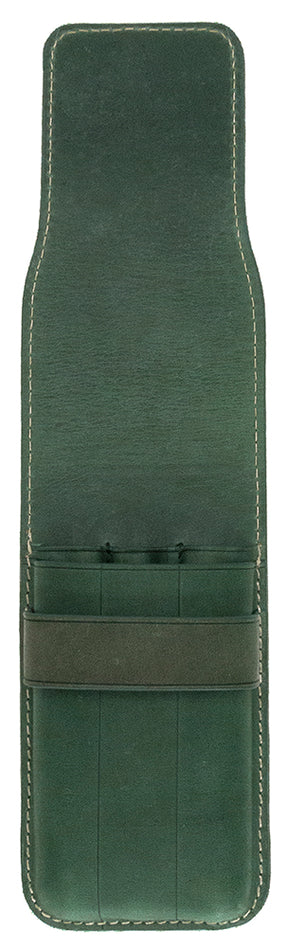 Galen Leather Co. Flap Pen Case for 3 Pens - Crazy Horse Forest Green