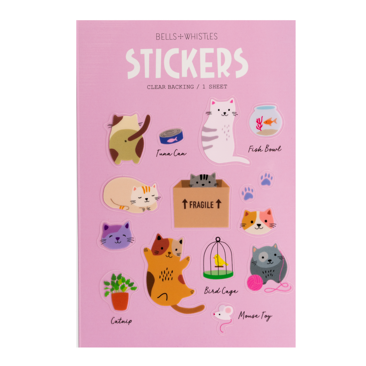Girl of All Work - Bells & Whistles Stickers Clear Backed  - Cats