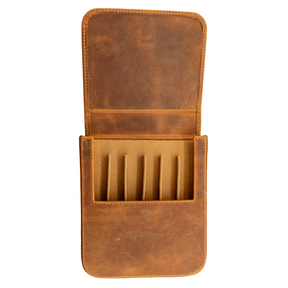 Galen Leather Co. Magnum Opus 6 Slot Hard Pen Case - Crazy Horse Brown