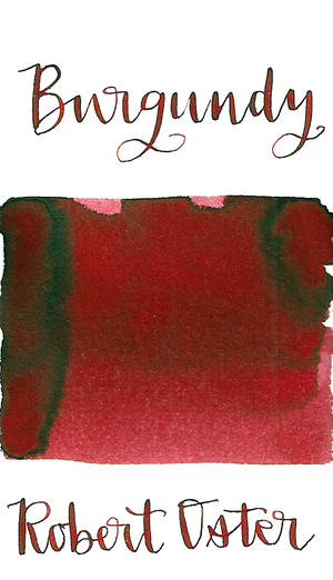 Robert Oster Burgundy is a medium burgundy red fountain pen ink with low shading. 