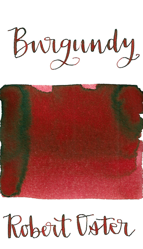 Robert Oster Burgundy is a medium burgundy red fountain pen ink with low shading. 