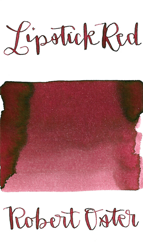 Robert Oster Lipstick Red is a medium dusky red fountain pen ink with medium shading. 