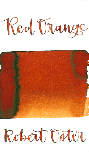 Robert Oster Red Orange is a warm, medium red-orange fountain pen ink with medium shading. 