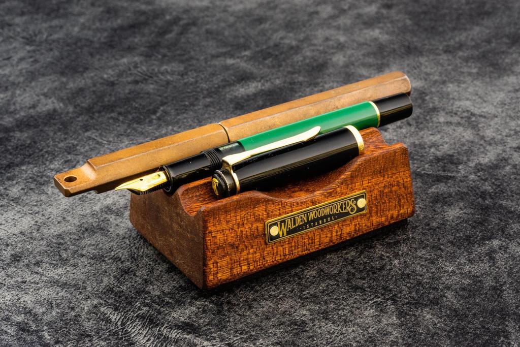 Galen Leather Co. The Pen Rest Wooden Pen and Brush Stand - Mahogany