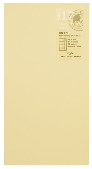 TRAVELER'S COMPANY Regular Sized Refill - 017 Free Diary (monthly)