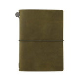 TRAVELER'S COMPANY Passport Sized Leather Notebook Kit - Olive Green